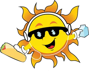 Cool Sun Enjoying Summer Clipart PNG Image