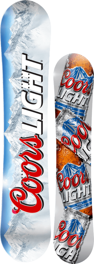Coors Light Themed Snowboard PNG image with transparent background