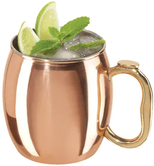 Copper Moscow Mule Mugwith Limeand Mint PNG Image