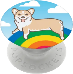 Corgi Rainbow Pop Socket Design PNG Image