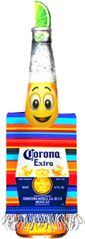 Corona Beer Bottlewith Limeand Emoji Face PNG Image