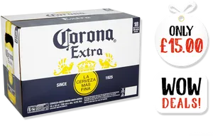 Corona Beer18 Pack Discounted Price PNG Image