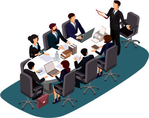 Corporate Team Meeting Illustration PNG image with transparent background