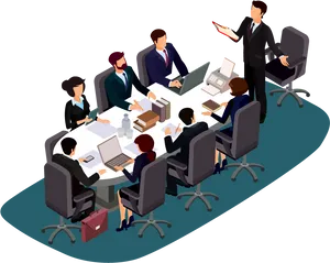 Corporate Team Meeting Illustration PNG Image