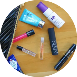 Cosmetic Collection Flatlay PNG Image