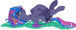 Cosmic Equine Restingin Grass PNG Image