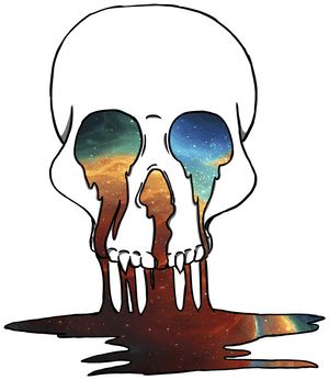 Cosmic Melting Skull Art PNG with transparent background