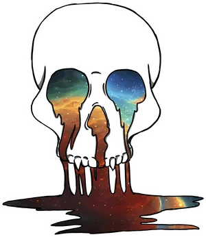 Cosmic Melting Skull Art PNG Image