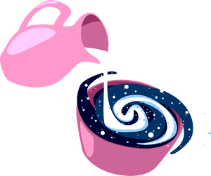 Cosmic Milk Pouring Into Galaxy Cup PNG image with transparent background
