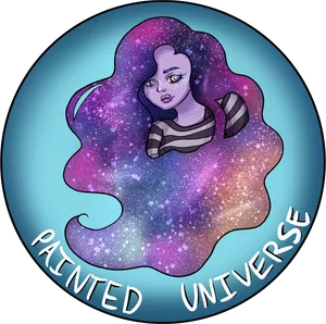 Cosmic Portrait_ Galactic Hair Illustration PNG Image