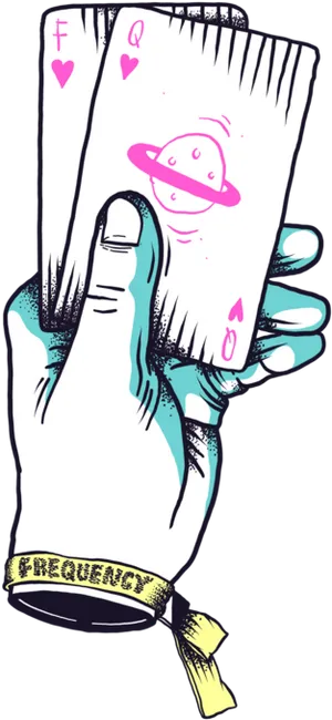 Cosmic Tarot Card Hand Illustration PNG Image