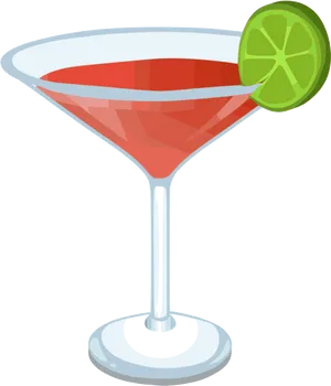 Cosmopolitan Cocktailwith Lime Garnish PNG Image