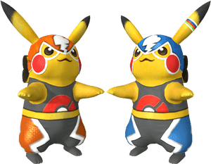 Cosplay Pikachu Duo3 D Render PNG image with transparent background