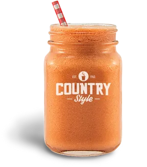 Country Style Smoothiein Mason Jar PNG Image