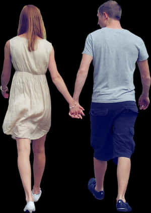 Couple Holding Hands Walking Away PNG image with transparent background