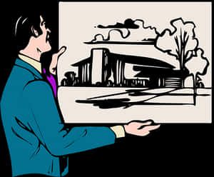 Couple Lookingat House Drawing PNG image with transparent background