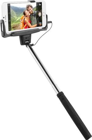 Couple Selfie With Smartphone On Monopod PNG Image