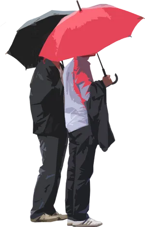 Couple Sharing Umbrella PNG Image