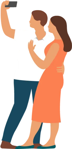 Couple Taking Selfie PNG Image