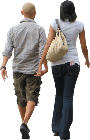 Couple Walking Together Handin Hand PNG image with transparent background
