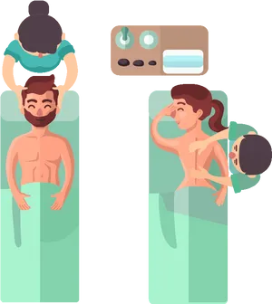 Couples Massage Session Cartoon PNG Image