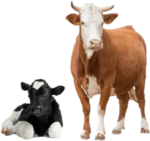 Cowand Calf Isolated PNG Image