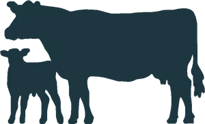 Cowand Calf Silhouette PNG Image