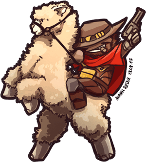 Cowboy Alpaca With Gun Illustration PNG