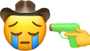 Cowboy Emoji Sadness Gunpoint PNG Image