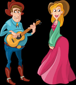 Cowboy Serenade Cartoon PNG image with transparent background