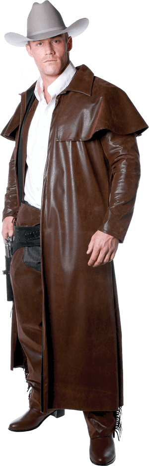 Cowboyin Brown Duster Coat PNG image with transparent background