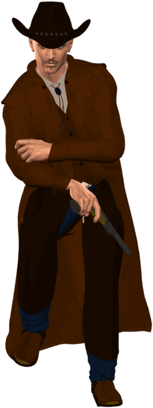 Cowboywith Knife Pose PNG image with transparent background