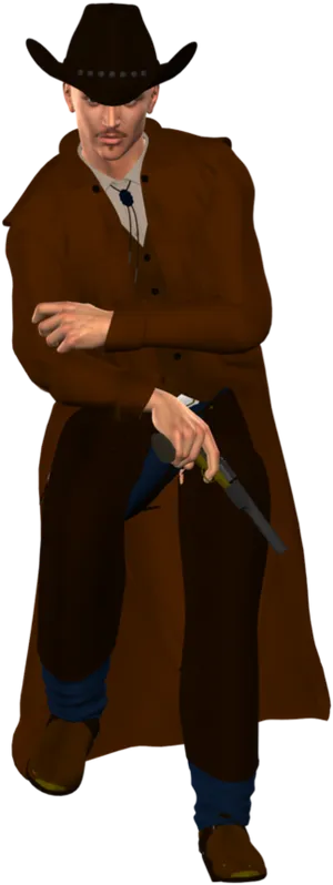 Cowboywith Knife Pose PNG Image