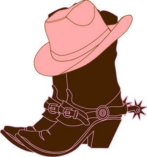 Cowgirl Bootsand Hat Illustration PNG image with transparent background