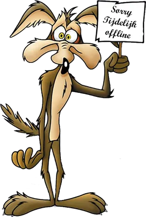 Coyote Holding Sign Illustration PNG Image