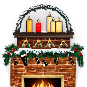 Cozy Christmas Fireplace Decor Png Bal PNG Image