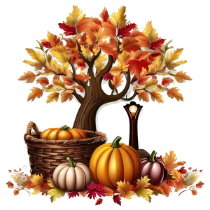 Cozy Fall Scene Png Emb PNG Image