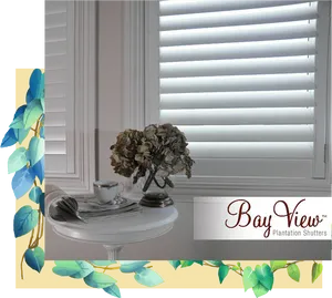 Cozy Window Setupwith Plantation Shutters PNG Image