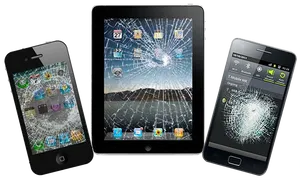 Cracked Screens Smart Devices PNG Image