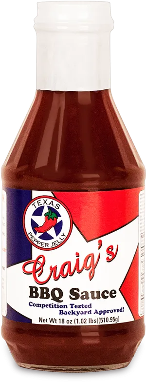 Craigs Texas Pepper Jelly B B Q Sauce Bottle PNG Image