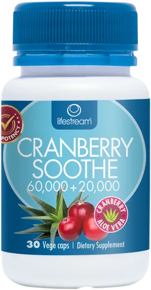 Cranberry Soothe Supplement Bottle PNG Image