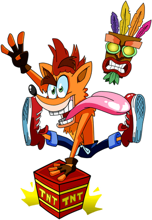 Crash Bandicoot And Aku Aku - Cartoon, HD Png Download PNG image with transparent background