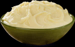 Creamy Mashed Potatoesin Green Bowl PNG with transparent background