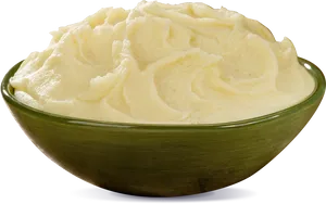 Creamy Mashed Potatoesin Green Bowl PNG Image