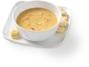 Creamy Soupwith Croutonson Plate PNG Image