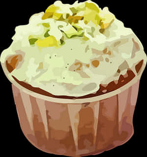 Creamy Topped Chocolate Cupcake Illustration PNG image with transparent background