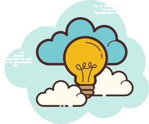 Creative Idea Cloud Lightbulb Illustration PNG image with transparent background