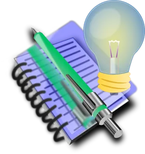 Creative Idea Notepadand Lightbulb PNG Image