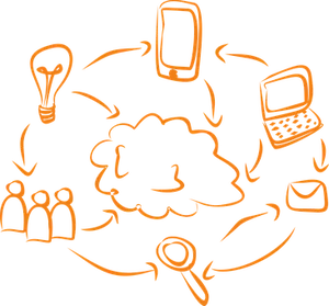 Creative Thinking Process Orange Doodle PNG Image
