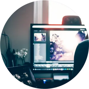 Creative Workspace Video Editing PNG Image